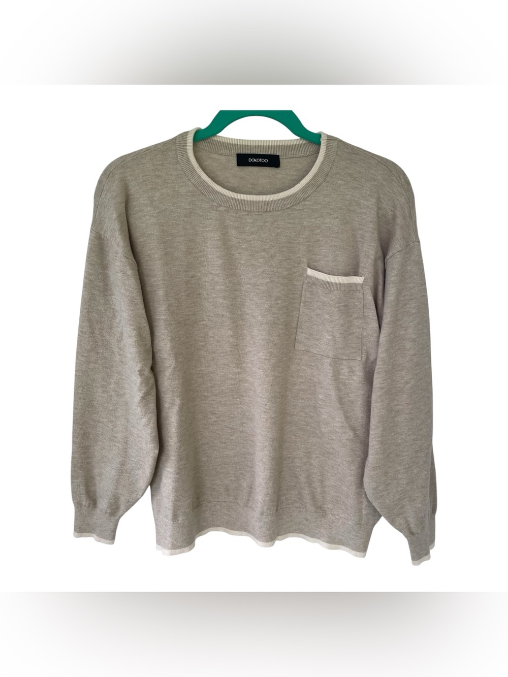 Dokotoo Women's Basic Soft Sweater Size L Beige Pullover Crew Neck